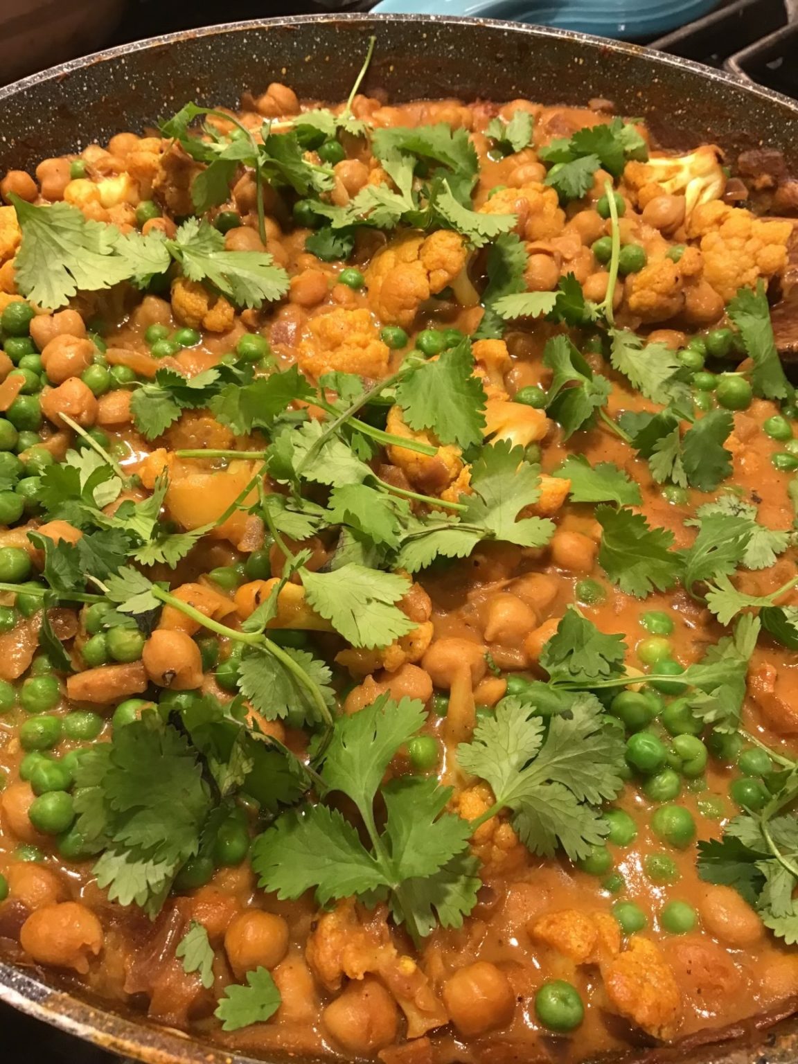 Coconut Chickpea Curry With Cauliflower And Peas | Muneeza Ahmed