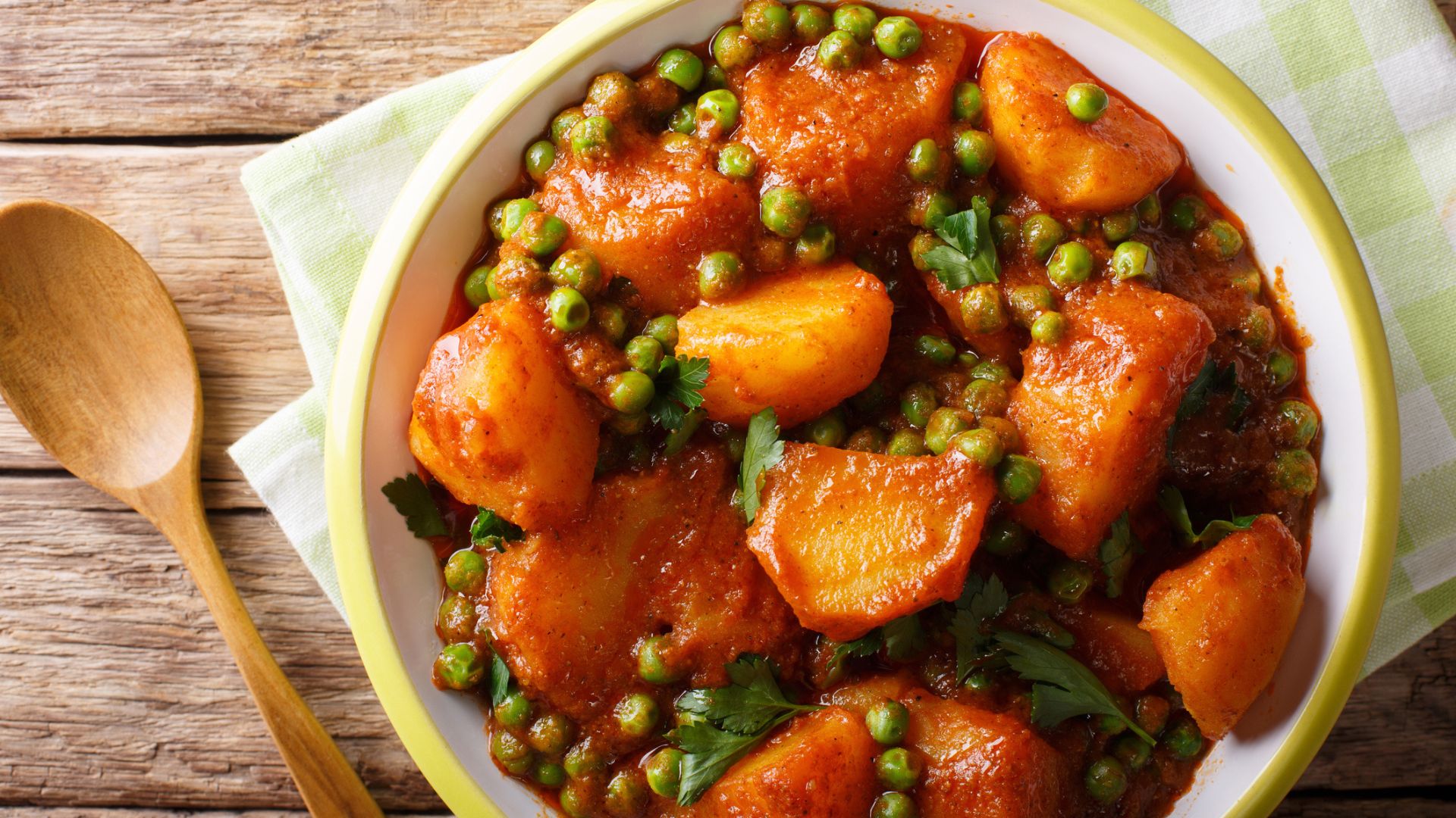 Fat-Free Curried Plant-based Aloo Mattar Done Two Ways feature image