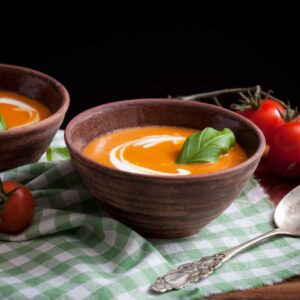 creamy roasted tomato soup feature image