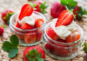 strawberries and dairy-free cream content pic