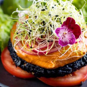hearty black bean sweet potato burger feature image