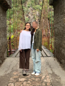 Hanaan with her friend in peru