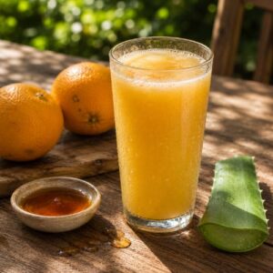 orange maple aloe cooler recipe in glass