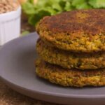 Stacked lentil mushroom burger recipe